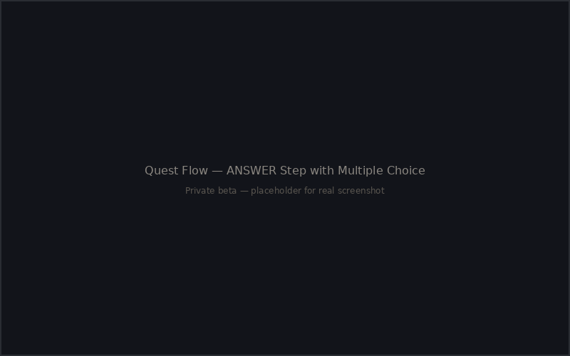 ANSWER step — multiple choice with SFX feedback on selection