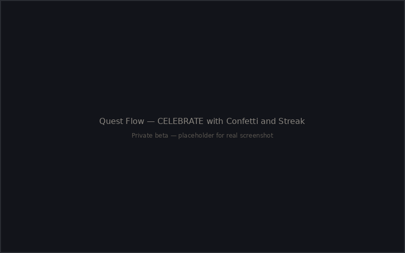 CELEBRATE step — confetti, streak fire banner, and continue button